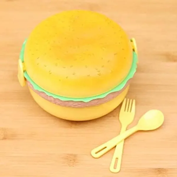Multicolor_Burger_Shape_Lunch_Box_For___Tiffin_Box,_Lunch_Box_Leak_Proof_Plastic_Lunch_Box,_Lunch_Box_With_Compartments.