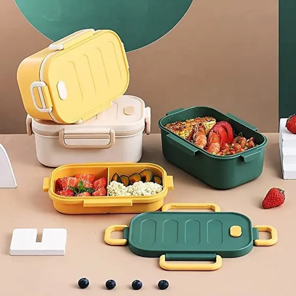 Multicolor_Double_Layered_Lunch_Box_|_|_Leak_Proof_|_Tiffin_Box_With_Handle_|_For_Women_And_Men_Office,___To_School_Easy_To_Carry|_1000_Ml_(Yellow)