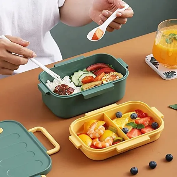 Multicolor_Double_Layered_Lunch_Box_|_|_Leak_Proof_|_Tiffin_Box_With_Handle_|_For_Women_And_Men_Office,___To_School_Easy_To_Carry|_1000_Ml_(Yellow)
