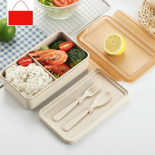 Multicolor_Lunch_Box_Bamboo_Wheat_Straw_Lunch_Box_Set_With_2_Compartments_With_Spoon,Airtight_&_Leakproof_Food_Grade_Tiffin_Storage_Container_Box_For_Office,School,