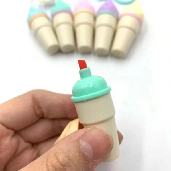 Multicolor_Durable_Plastic_Set_Of_6_Pcs_Colourful_Softy_Ice_Cream_Marker/Highlighter_Pen_Stationery_Pouch_Set_Ideal_For_Gifting___And_Childrens_Birthday_Gifting