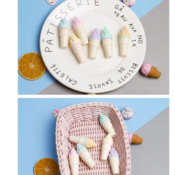 Multicolor_Durable_Plastic_Set_Of_6_Pcs_Colourful_Softy_Ice_Cream_Marker/Highlighter_Pen_Stationery_Pouch_Set_Ideal_For_Gifting___And_Childrens_Birthday_Gifting