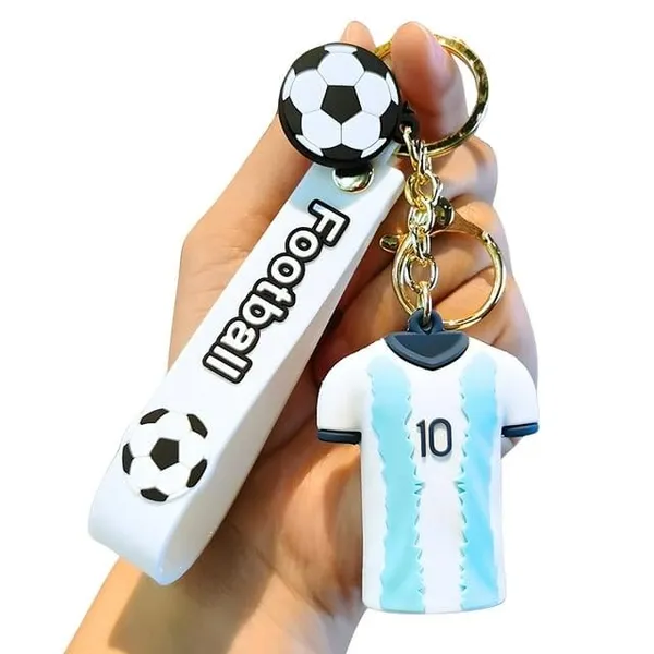 Multicolor_Football_Keychain_No10,Cartoon_Cute_Keyring_Holder,Keychain_For___For_School_Bag,Keychain_Hook_Holder_For_Bikes_&_Car_Keychains,Pendant_Hanging,Gifts_Keychain_For_Boys(White)
