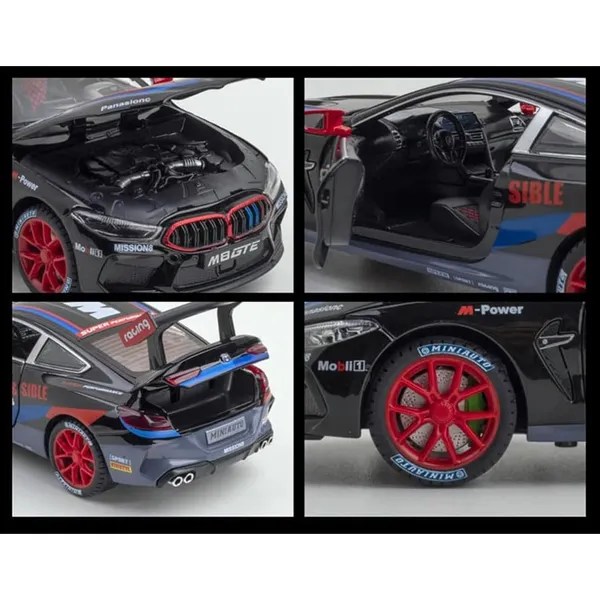 BMW_M8,_1:38_Alloy_Metal_Pull_Back_Car_With_Openable_Doors_(Black)