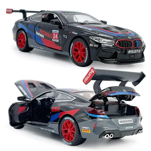 BMW_M8,_1:38_Alloy_Metal_Pull_Back_Car_With_Openable_Doors_(Black)