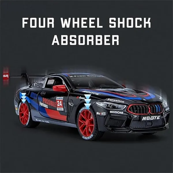 BMW_M8,_1:38_Alloy_Metal_Pull_Back_Car_With_Openable_Doors_(Black)