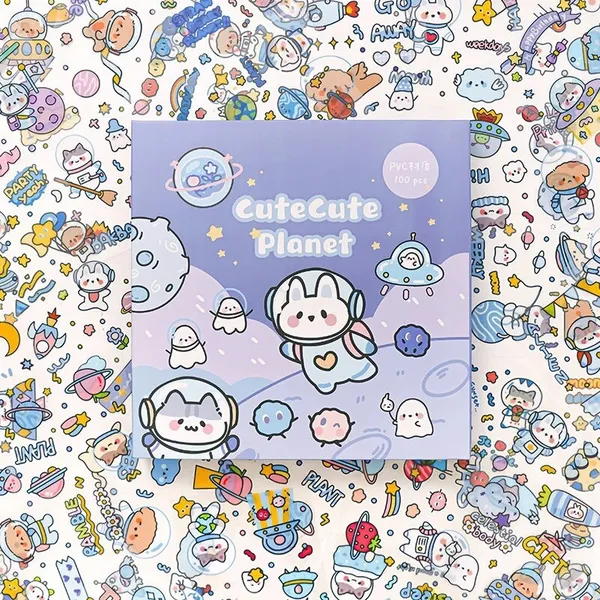Multicolor_Cute_Kawaii_Stickers_Outer_Space_Theme_100_Sheets,Washi_Stickers_For_Decoration,Japanese_Style_Sticker_Set,_Diy_Stickers_Arts_For_&_Crafts,Mobile_Backcover_Stickers_For_Girls
