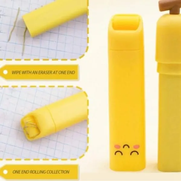 Multicolor_Creative_Banana_Eraser_With_Roller_Cleaner,Clean_&_Residuefree_For_Pencil_Writing_Stationery_For_Girls/__Birthday_Gift_(Pack_Of_2)