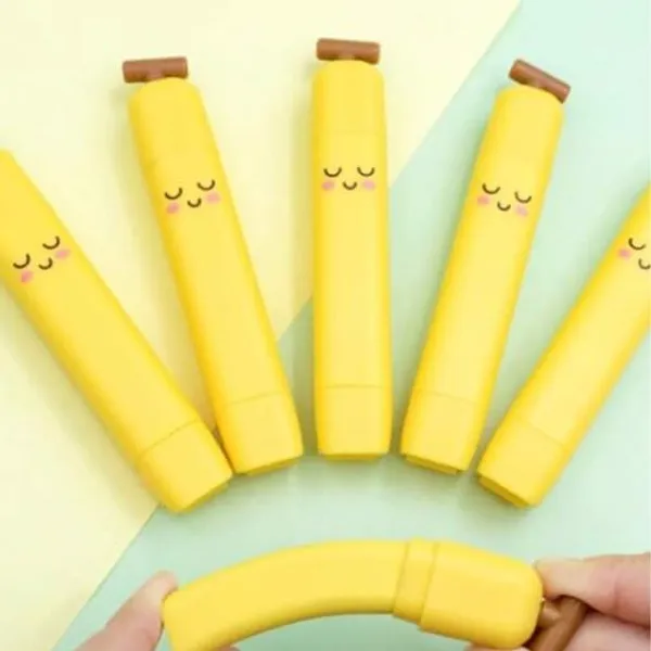 Multicolor_Creative_Banana_Eraser_With_Roller_Cleaner,Clean_&_Residuefree_For_Pencil_Writing_Stationery_For_Girls/__Birthday_Gift_(Pack_Of_2)