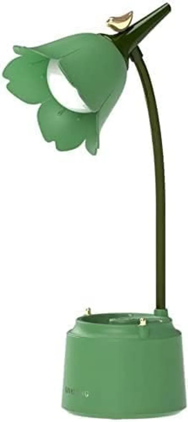 Multicolor_Kawaii_Cute_Led_Desk_Lamp_Desk_Accessories,Flower_Bird_Table_Lamp_Usb_Rechargeable,3_Color_Modes,Eye_Caring_Reading_Lamp_(Forest_Green)