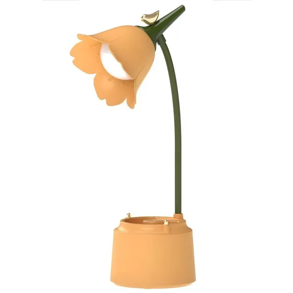 Multicolor_Kawaii_Cute_Led_Desk_Lamp_Desk_Accessories,Flower_Bird_Table_Lamp_Usb_Rechargeable,3_Color_Modes,Eye_Caring_Reading_Lamp_(Marigold_Orange)