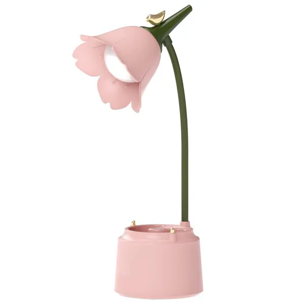 Multicolor_Kawaii_Cute_Led_Desk_Lamp_Desk_Accessories,Flower_Bird_Table_Lamp_Usb_Rechargeable,3_Color_Modes,Eye_Caring_Reading_Lamp_(Rose_)
