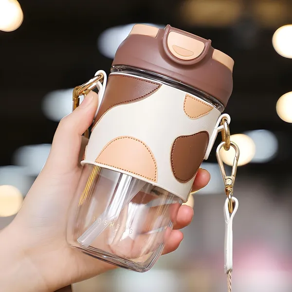 Multicolor_Plastic_Cup_With_Dual_Lid_Sipper_And_Straw_Leak_&_Spill_Proof_Tumbler,Coffee_Mug,Travel_Tumbler_For_Hot_&_Cold_Drinks_Like_Coffee,_Shake,Juice.Bpa_Free_500_Ml_(Brown)