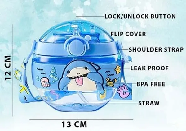Multicolor_Water_Bottle_For___Cute_Sipper_Water_Bottle_With_Straw_For_Toddlers,Stylish_Antileak_Cap_Lock_Bottle_For__,School_Water_Bottle_420Ml()_(Blue)