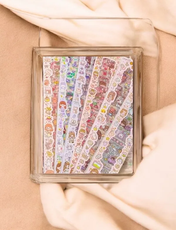 Multicolor_Kawaii_Stickers_Cute_Cartoon_Theme_Cute_Washi_Stickers_For_Project,_Japanese_Style_Girls_Sticker_Set,_Size_Of_Each_Sheet_40_X_8_Cm_(Color_And_Design_May_Vary)_(Pack_Of_6)