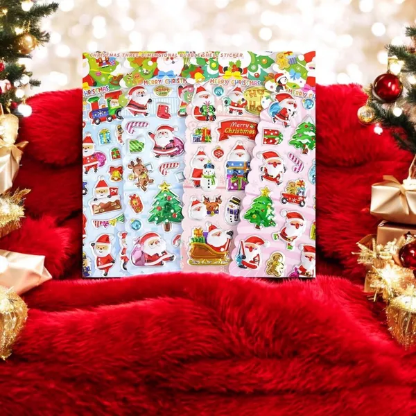 Multicolor_Kawaii_Christmas_Stickers_Set_Stickers_3D_Stickers_For_Girls,_Foam_Stickers,Cute_Stickers,_Craft_Stickers_(Set_Of_4_Sheets)