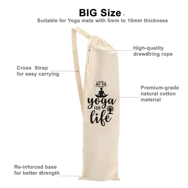 Multicolor_Theprintfactory_Yoga_For_Life_Cotton_Yoga_Mat_Bag/Cover_With_Shoulder_Strap_Cotton_Material_(Off_White)_Cotton_Carry_Bag_With_Strap_And_Drawstring_For_Yoga_Mat_Big_Size