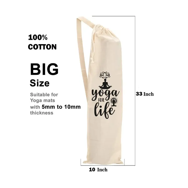 Multicolor_Theprintfactory_Yoga_For_Life_Cotton_Yoga_Mat_Bag/Cover_With_Shoulder_Strap_Cotton_Material_(Off_White)_Cotton_Carry_Bag_With_Strap_And_Drawstring_For_Yoga_Mat_Big_Size
