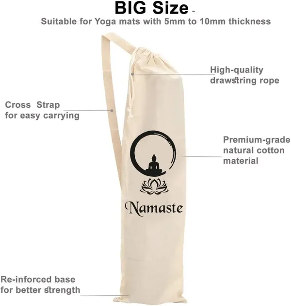Multicolor_Organic_Large_Yoga_Mat_Tote_Bag_Cover_100%_Cotton_Lightweight,Washable_Yoga_Dust_Bag_With_Adjustable_Strap_Unisex_(Namaste)