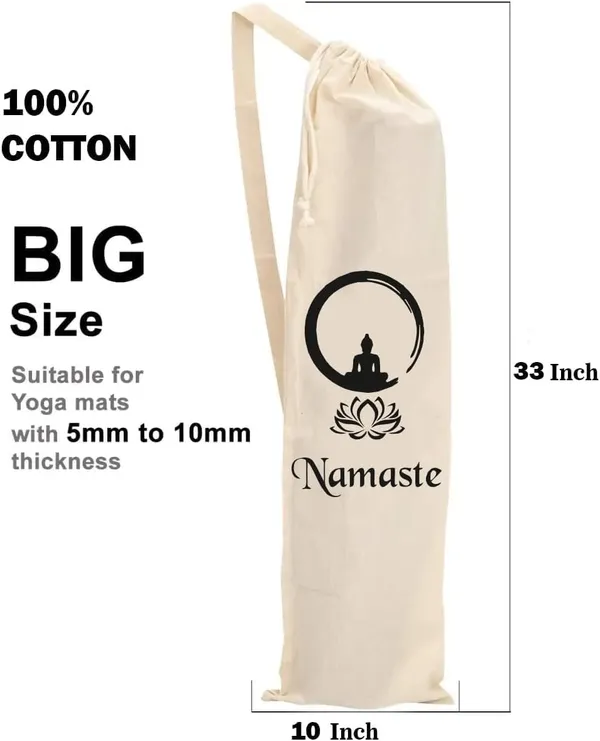 Multicolor_Organic_Large_Yoga_Mat_Tote_Bag_Cover_100%_Cotton_Lightweight,Washable_Yoga_Dust_Bag_With_Adjustable_Strap_Unisex_(Namaste)