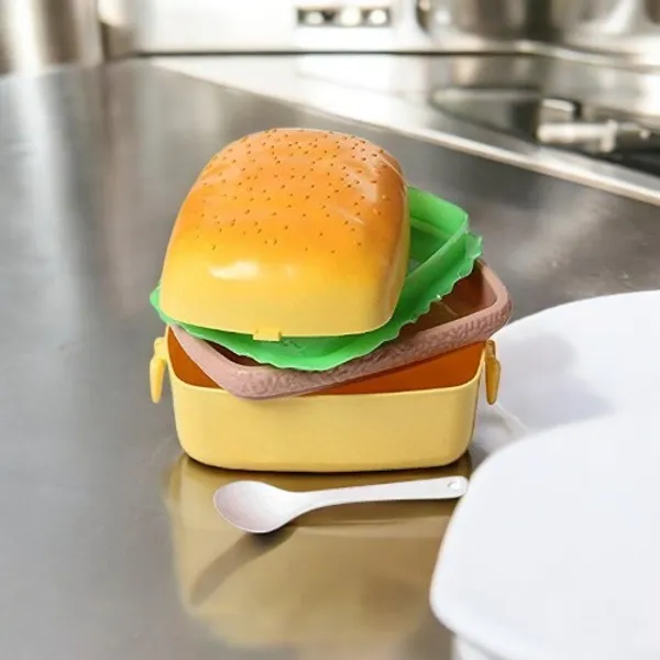 Multicolor___Abs_Plastic_Madwolf_Square_3_Containers_Sandwich_Burger_Shape_Tiffin_Lunch_Box_(Yellow,_500_Ml)_(Pack_Of_1)