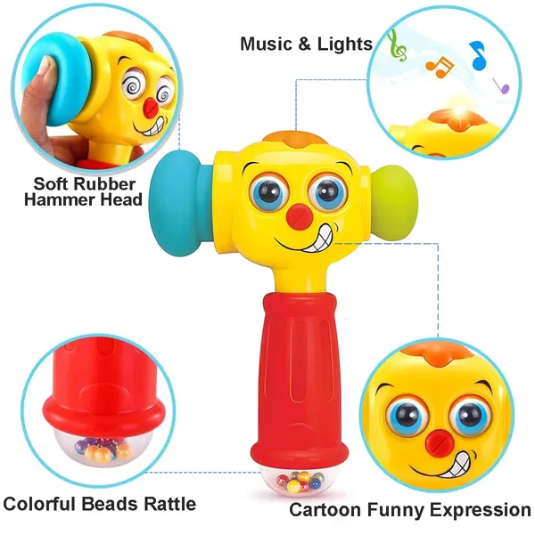 HOLA_Baby_Toys_for_1_Year_Old_Boys_Girls_with_Rattle,_Musical_Hammer_Light_up_Music_Sound_Troddler___Toys_Age_1_2_3,_Grab_Shake_Pound_Activity_Sensory_Baby_Girl_Boy_Toys_6_12_18_Months
