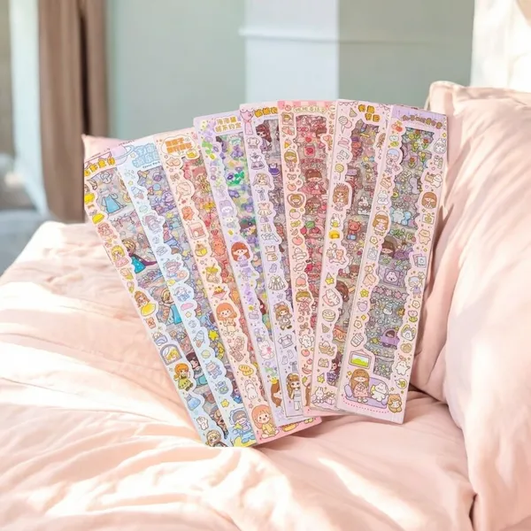 Multicolor_Kawaii_Stickers_Cute_Cartoon_Theme_Cute_Washi_Stickers_For_Project,_Japanese_Style_Girls_Sticker_Set,_Size_Of_Each_Sheet_40_X_8_Cm_(Color_And_Design_May_Vary)_(Pack_Of_8)
