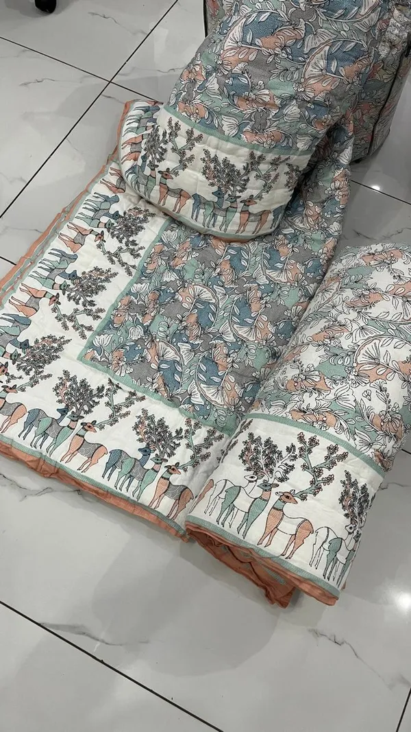 Multicolor_Traditional_Famous_Jaipuri_Beautiful_Floral_Print_Jaipuri_Rajai/Razai/Quilt_Single/Single_Bed_Quilt/Comforter/Ac_Quilt/Ac_Comforter,_Cotton,_Lightweight_(_60*90_inch)