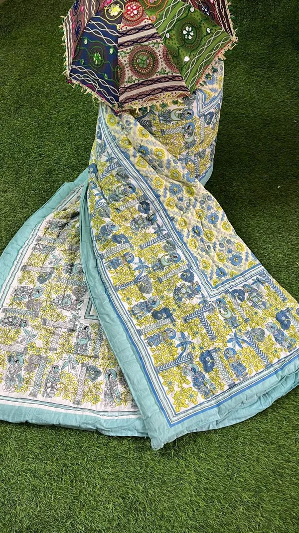 Multicolor_Traditional_Famous_Jaipuri_Beautiful_Floral_Print_Jaipuri_Rajai/Razai/Quilt_Single/Single_Bed_Quilt/Comforter/Ac_Quilt/Ac_Comforter,_Cotton,_Lightweight_(_60*90_inch)