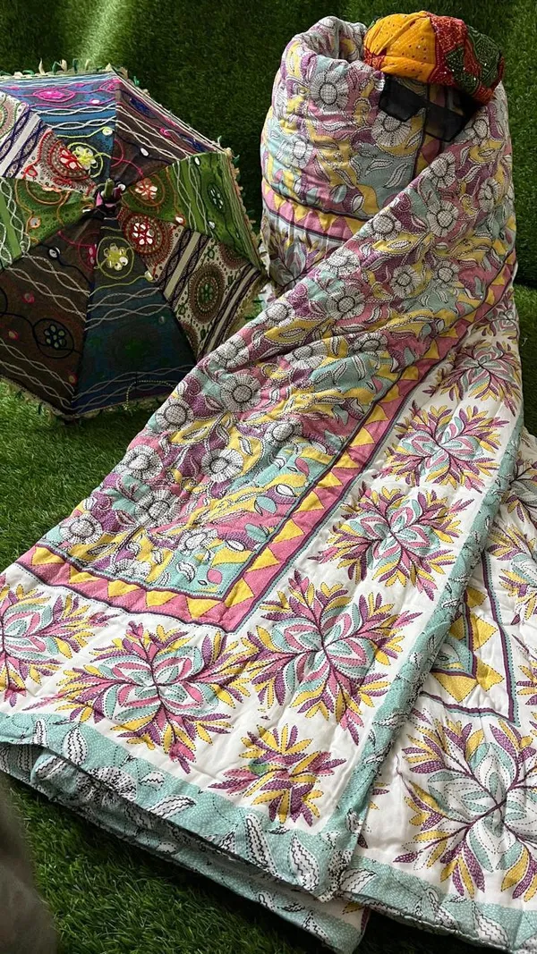 Multicolor_Traditional_Famous_Jaipuri_Beautiful_Floral_Print_Jaipuri_Rajai/Razai/Quilt_Single/Single_Bed_Quilt/Comforter/Ac_Quilt/Ac_Comforter,_Cotton,_Lightweight_(_90*108_Inch)