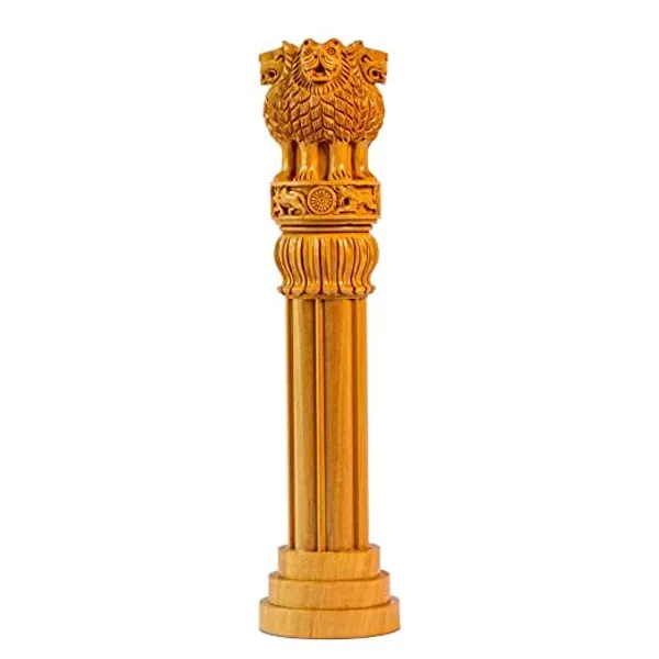 Handicraft_Wooden_Natural_Ashok_Stambh/Pillar_For_Office_|_6L_x_6W_x_20H_Centimeters