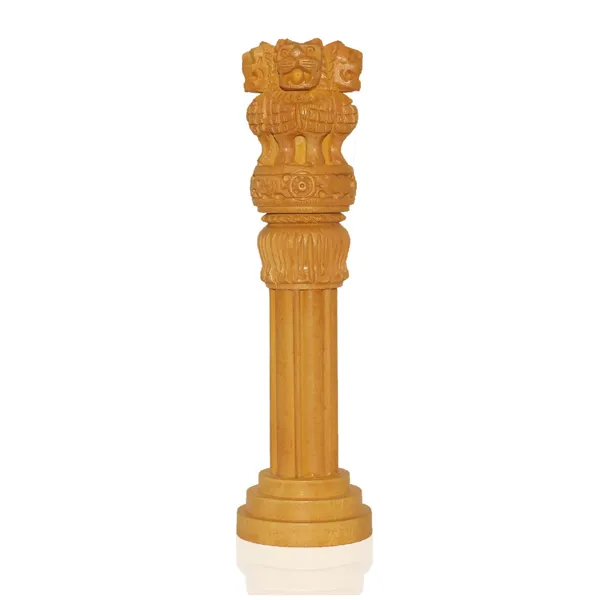 Handicraft_Wooden_Natural_Ashok_Stambh/Pillar_For_Office_|_6L_x_6W_x_20H_Centimeters