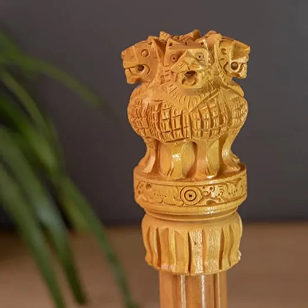 Handicraft_Wooden_Natural_Ashok_Stambh/Pillar_For_Office_|_6L_x_6W_x_20H_Centimeters