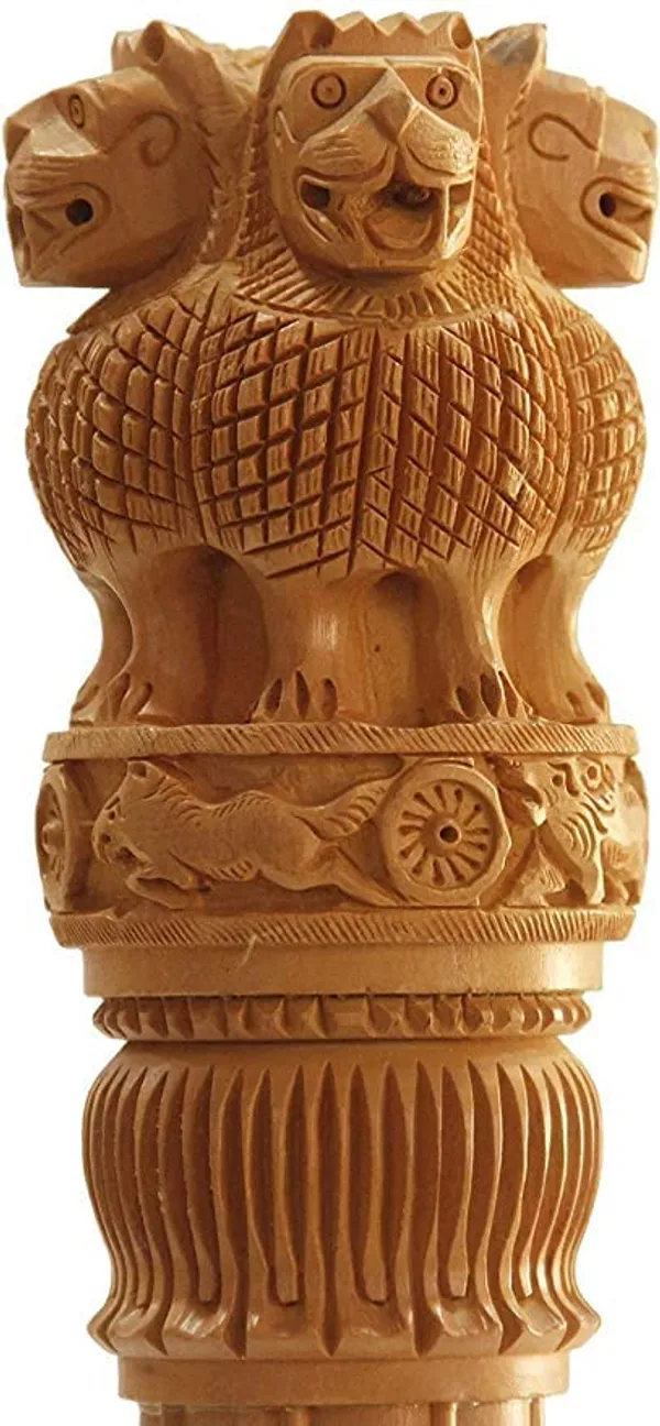 Handicraft_Wooden_Natural_Ashok_Stambh/Pillar_For_Office_|_12_Inch