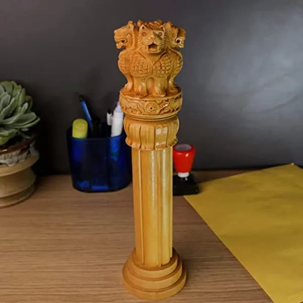 Handicraft_Wooden_Natural_Ashok_Stambh/Pillar_For_Office,_Study_Table_Decoration_Items_Home_Decor_Office_Decoration_Items_|_6L_x_6W_x_20H_Centimeters