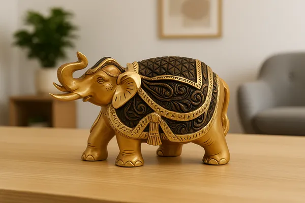 Golden_Elephant_Handcrafted_Carving_Showpiece_|_12L_x_7W_x_9H_Centimeters