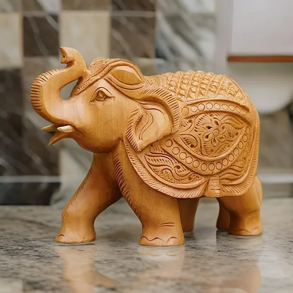 Wooden_Uptrunk_Elephant_Show_Piece_For_Home/Office_Decor_And_Gift