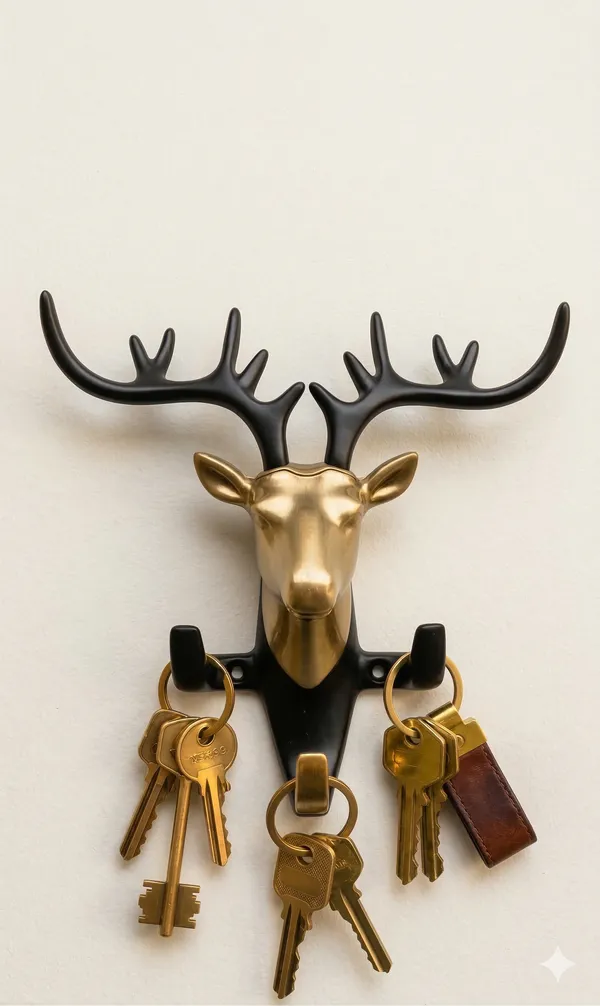 Deer_Head_Wall_Hook_&_Key_Holder_-_Gold_&_Black
