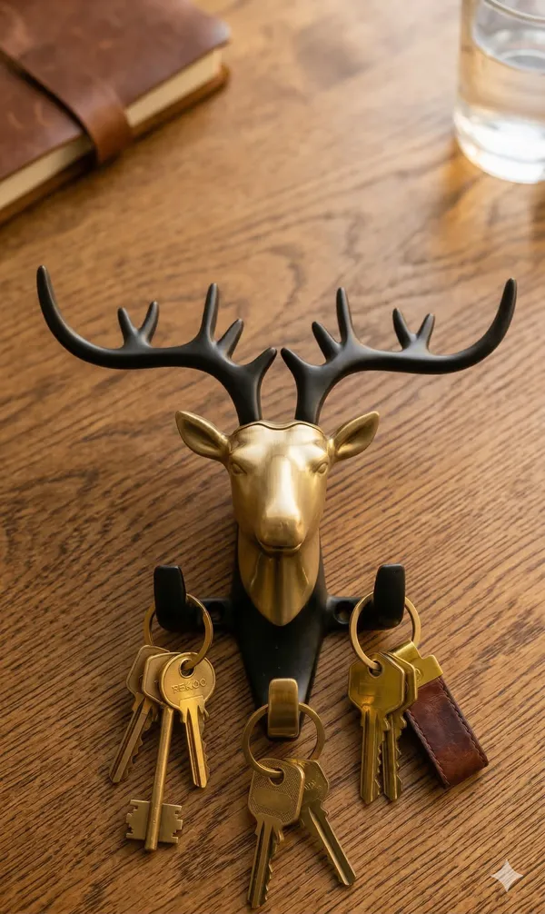 Deer_Head_Wall_Hook_&_Key_Holder_-_Gold_&_Black