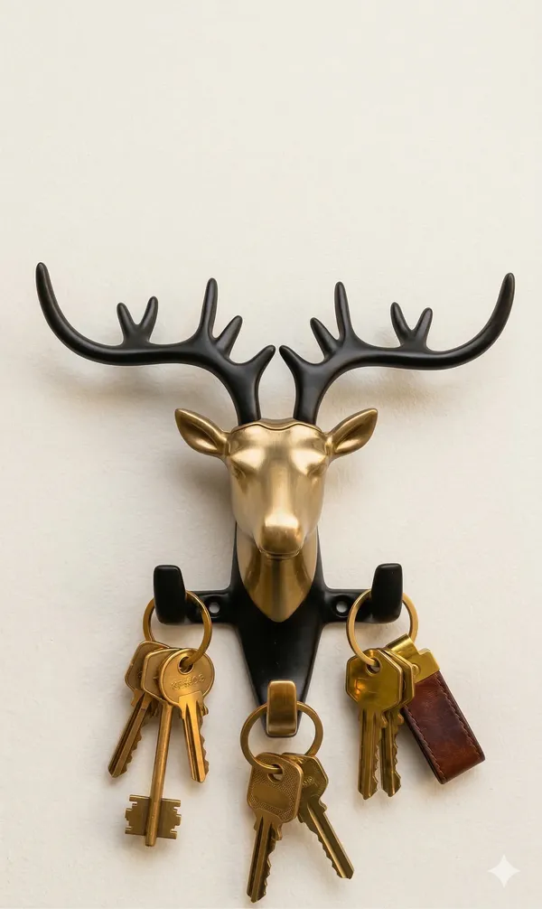 Deer_Head_Wall_Hook_&_Key_Holder_-_Gold_&_Black