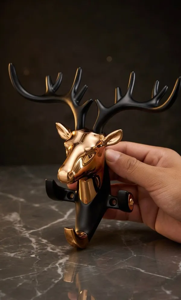Deer_Head_Wall_Hook_&_Key_Holder_-_Rose_gold_&_Black