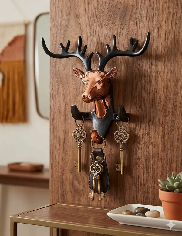 Deer_Head_Wall_Hook_&_Key_Holder_-_Rose_gold_&_Black