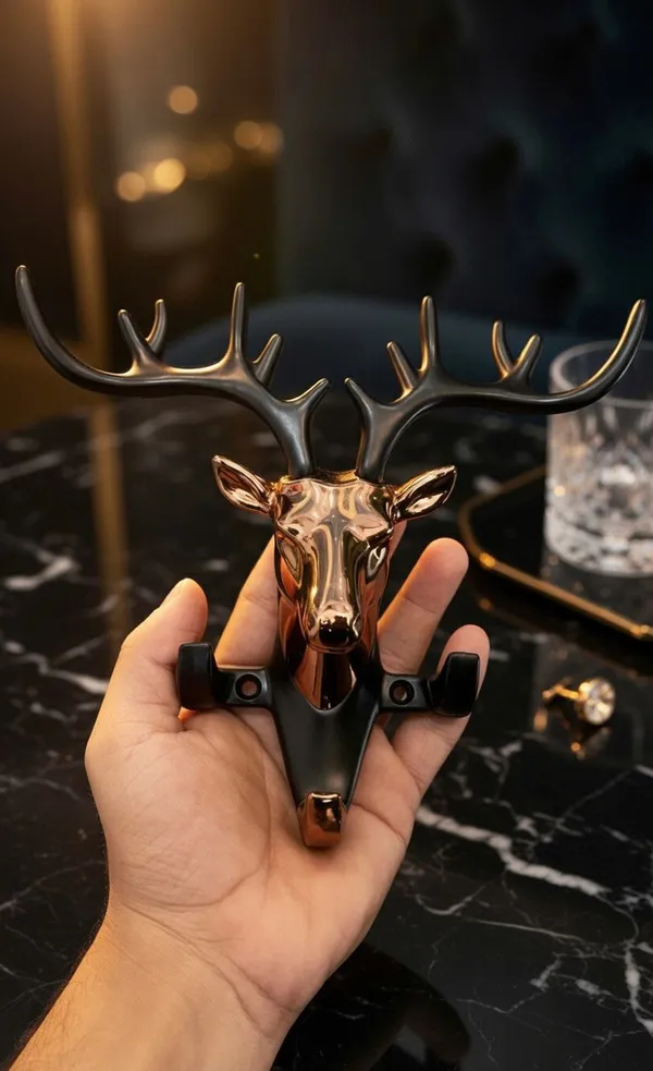 Deer_Head_Wall_Hook_&_Key_Holder_-_Rose_gold_&_Black