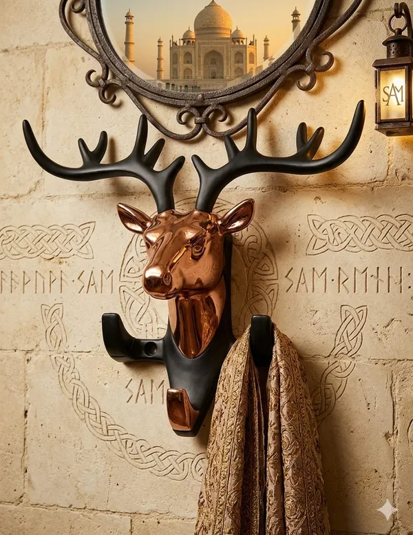 Deer_Head_Wall_Hook_&_Key_Holder_-_Rose_gold_&_Black