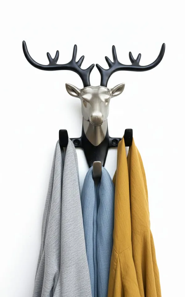 Deer_Head_Wall_Hook_&_Key_Holder_-_Silver_&_Black