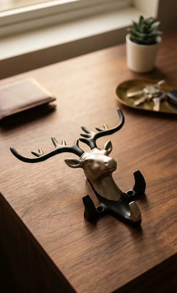 Deer_Head_Wall_Hook_&_Key_Holder_-_Silver_&_Black