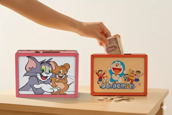 Doraemon_Cartoon_and__Tom_&_Jerry_Coin_Bank_for_Kids_–_Orange_Metal_Piggy_Bank_with_Lock_|_Anime-Themed_Money_Box_|_Gift_for_Boys_&_Girls