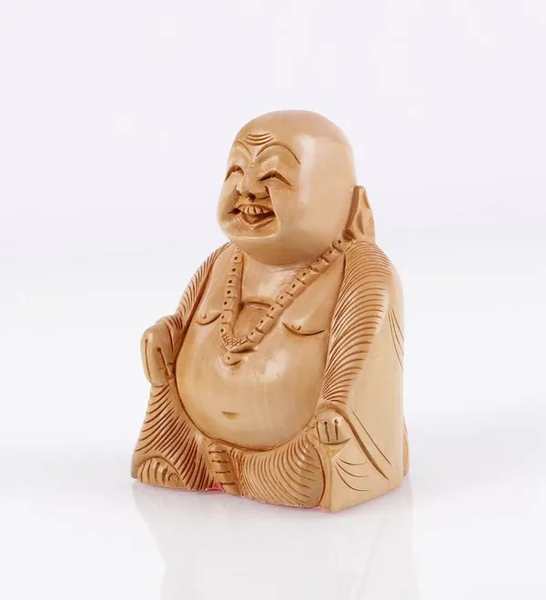 Handcrafted_Wooden_Laughing_Buddha_Home_Decor_Showpiece_|_12.7L_x_10.2W_x_12.7H_Centimeters