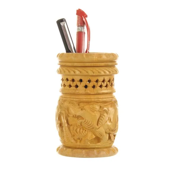 Handcrafts_Wooden_Pen_Stand_Hub_Compartments_Wood_Pen_Holder_|_10L_x_6.5W_x_10H_Centimeters