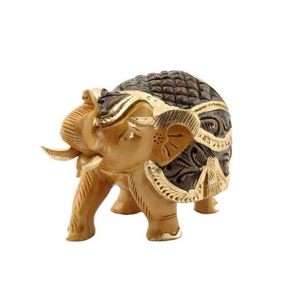 Golden_Elephant_Handcrafted_Carving_Showpiece_|_12L_x_7W_x_9H_Centimeters